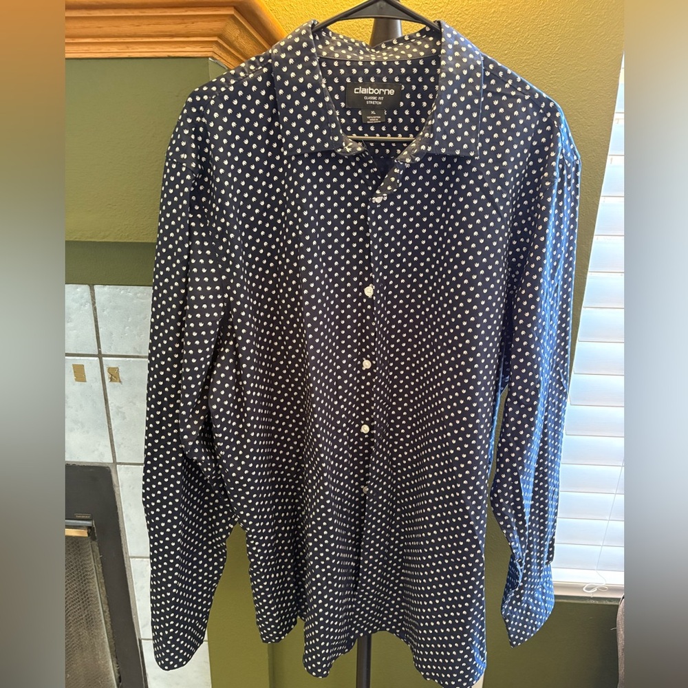 Claiborne Black and White Polka Dot Men's Shirt